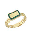 Yeşil Sıra Taşlı Kare Form Altın Yüzük