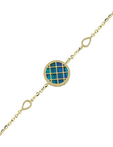 Çift Taraflı Mavi Beyaz Sedefli Altın Bileklik