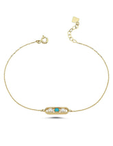 Turkuaz Renkli Taşlı İncili Kapsül Bileklik