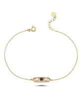 Mavi Renkli Taşlı İncili Kapsül Bileklik