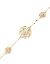 Çift Taraflı Pembe Beyaz Sedefli Altın Bileklik