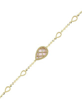 Çift Taraflı Pembe Beyaz Sedefli Damla Altın Bileklik