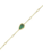 Çift Taraflı Yeşil Beyaz Sedefli Damla Altın Bileklik