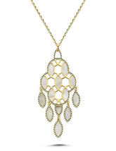 Çift Taraflı Pembe Beyaz Sedefli Tasarım İtalya Altın Kolye