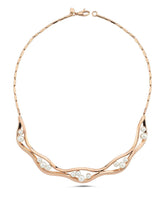 İncili İtalyan Tasarım Rose Altın Kolye