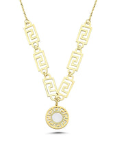 Geometrik Turkuaz Sedefli İtalyan Altın Kolye