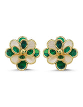 Yeşil ve Beyaz Sedefli Altın Küpe