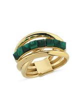 Yeşil Taşlı italyan Altın Yüzük