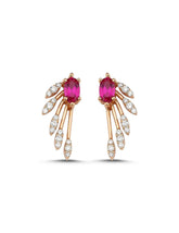 0,88 Karat Pırlantalı Yakut Küpe