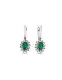 1.45 Carat Diamond and Emerald Earrings