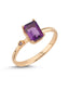 Mor Square Rose Altın Yüzük