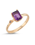 Mor Square Rose Altın Yüzük