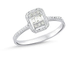 0,10 Karat Kolları Taşlı Baget Pırlanta Yüzük