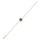 Çift Taraflı Mavi Beyaz Sedefli Altın Bileklik