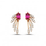 0,88 Karat Pırlantalı Yakut Küpe