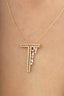 14 Ayar Taşlı T Harfi Altın Kolye