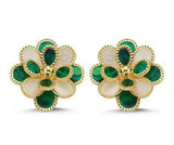 Yeşil ve Beyaz Sedefli Altın Küpe