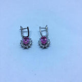 2,24 Karat Pırlantalı Pembe Topaz Küpe