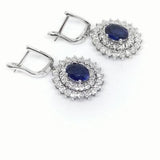 3,39 Karat Pırlantalı Safir Küpe