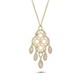 Çift Taraflı Pembe Beyaz Sedefli Tasarım İtalya Altın Kolye