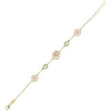 سوار ذهبي مزدوج الجوانب من عرق اللؤلؤ الوردي والأبيض