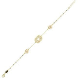 Çift Taraflı Pembe Beyaz Sedefli Altın Bileklik