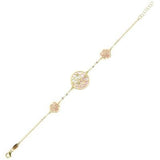 Çift Taraflı Pembe Beyaz Sedefli Altın Bileklik