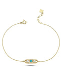 Turkuaz Renkli Taşlı İncili Kapsül Bileklik