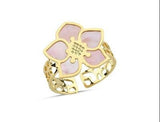 Pembe Sedefli Çiçek İtalyan Altın Yüzük