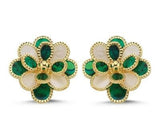 Yeşil ve Beyaz Sedefli Altın Küpe