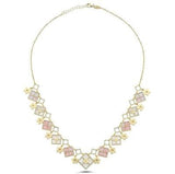 Beyaz Pembe Sedefli Dörtgen Şekilli İtalyan Altın Kolye