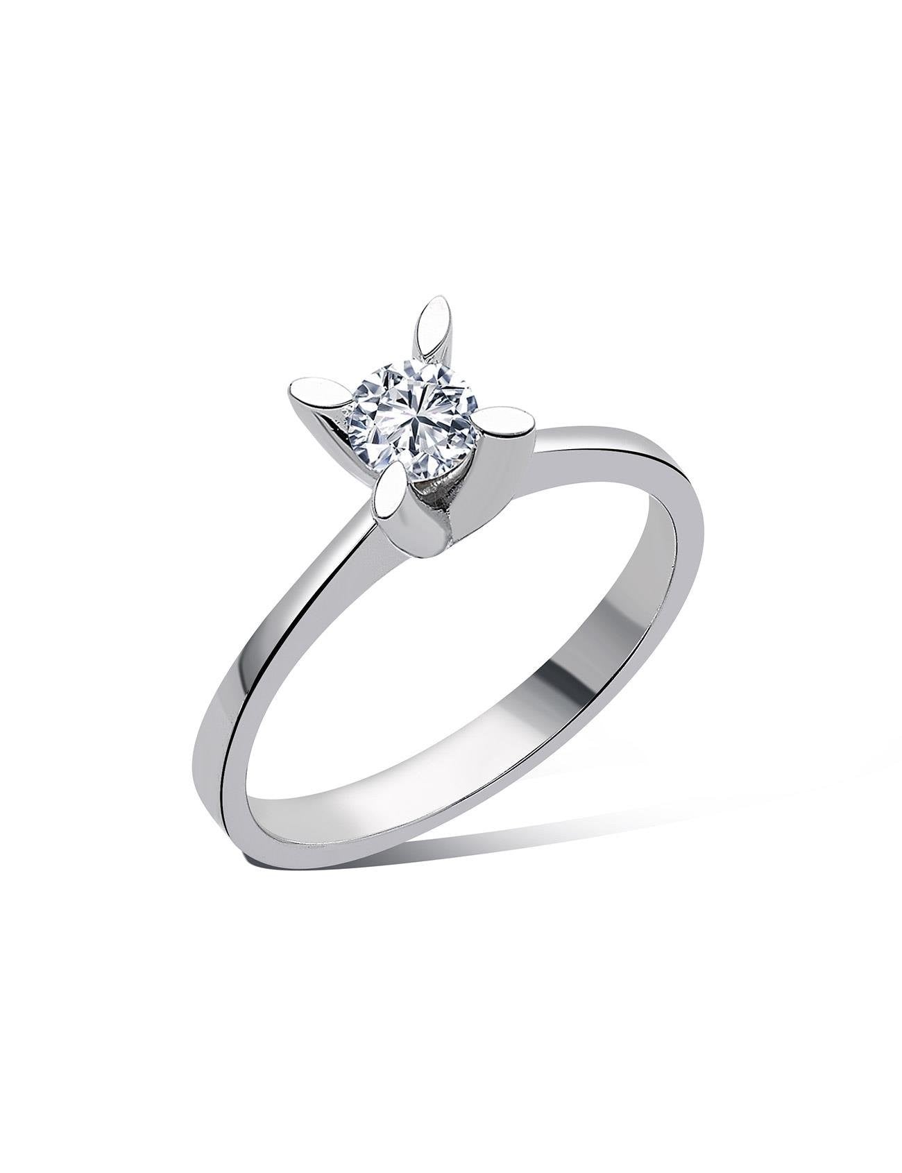 0,30 Karat Badem Montür Tektaş Pırlanta Yüzük