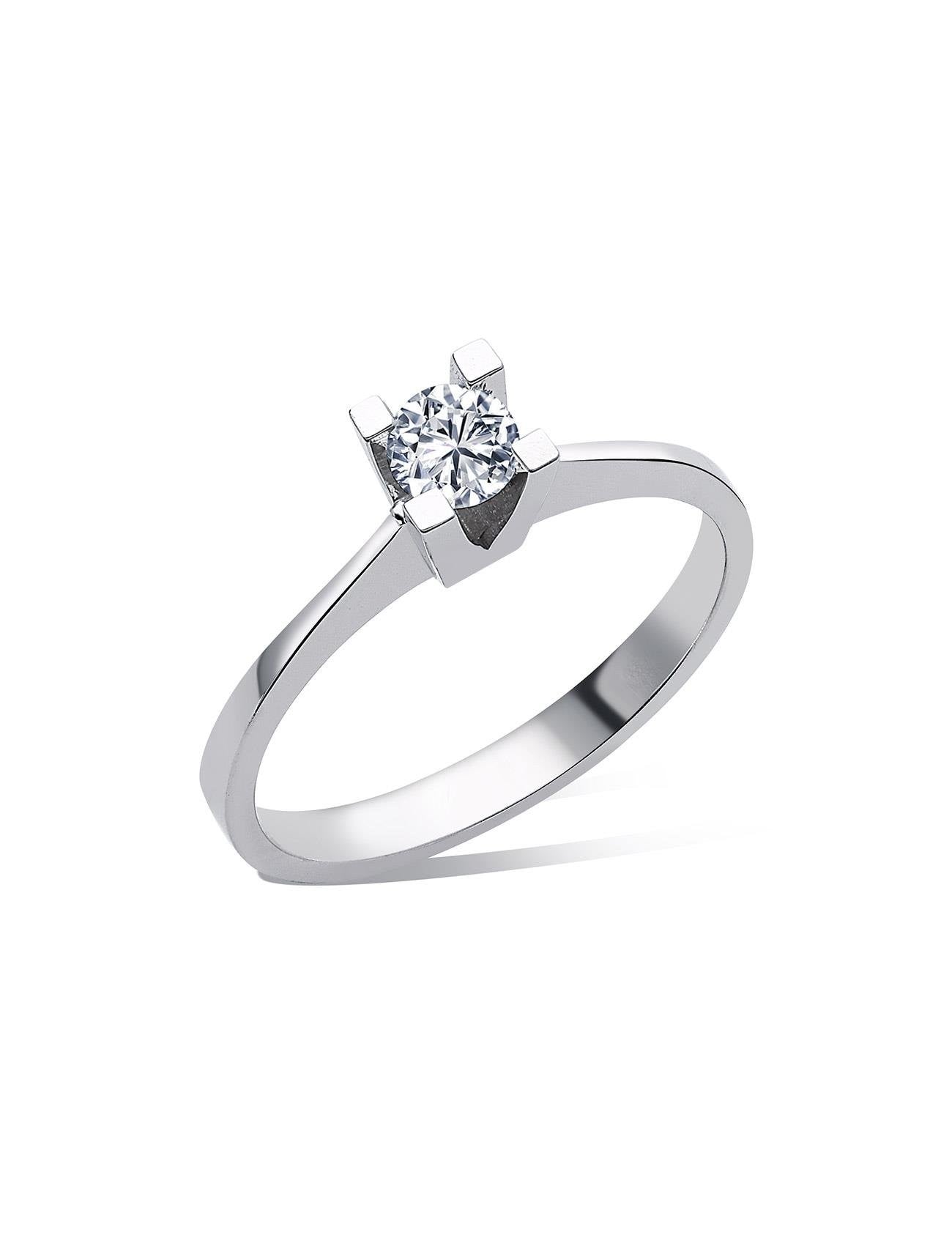 خاتم ألماس سوليتير مرصع بأحجار كريمة بوزن 0.25 قيراط بتصميم جريء ذي شوكات Ürün ana görseli