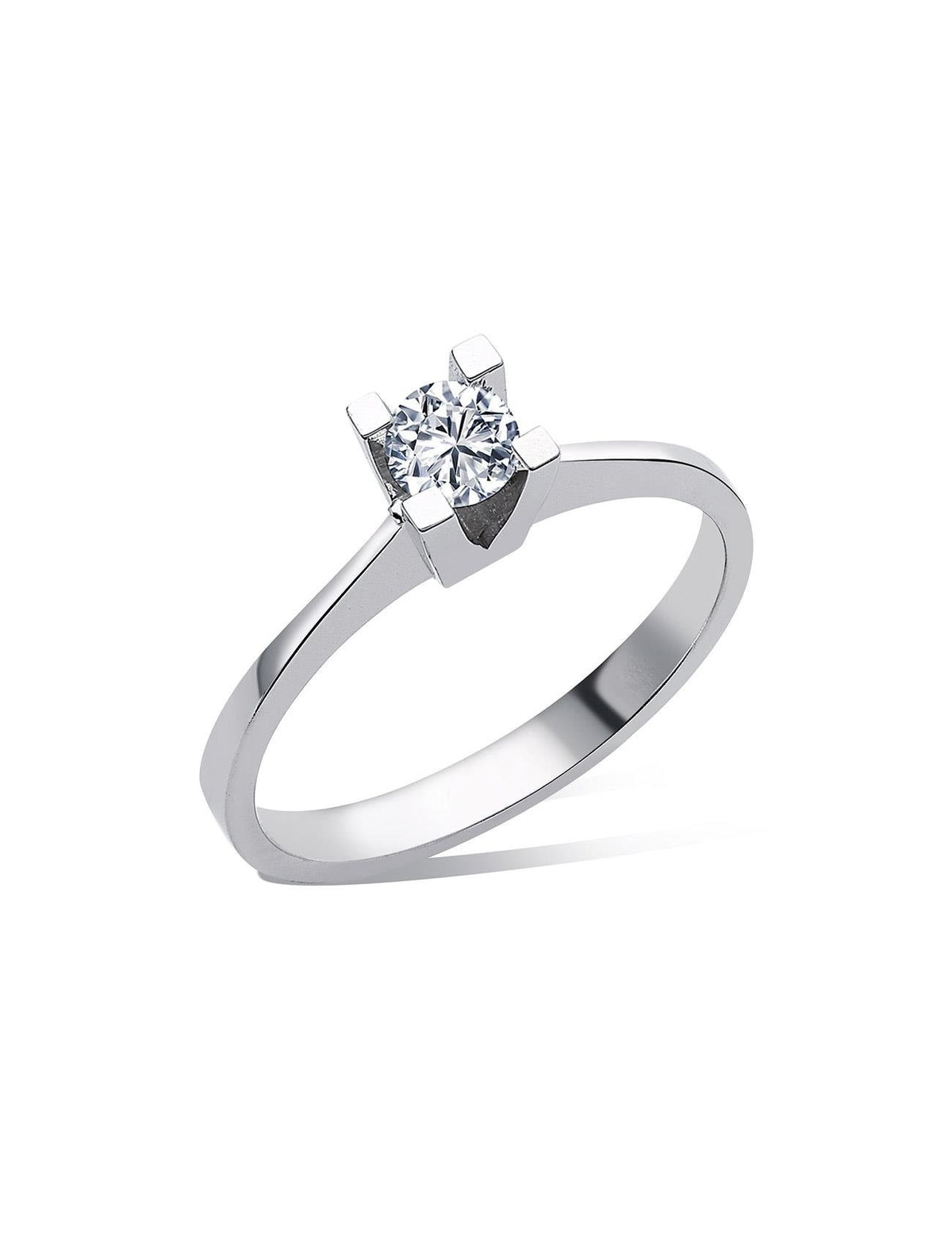 0,30 Karat Kalın Tırnak Montür Tektaş Pırlanta Yüzük