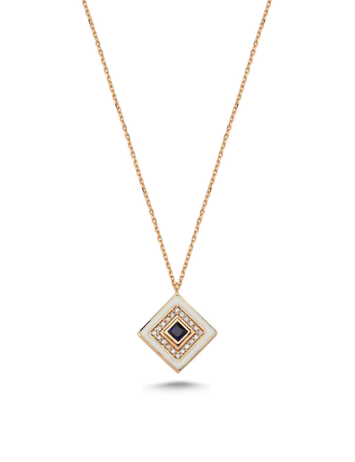 0,28 Karat Pırlantalı Safir Çeşm-i Mest Kolye