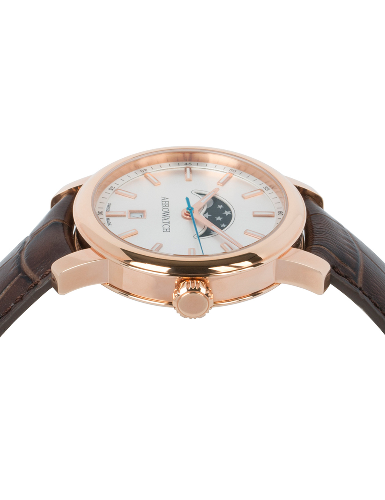 Meta Title: Kadın Kol Saati AEROWATCH Rose Gold Deri Kayış | Pırlant