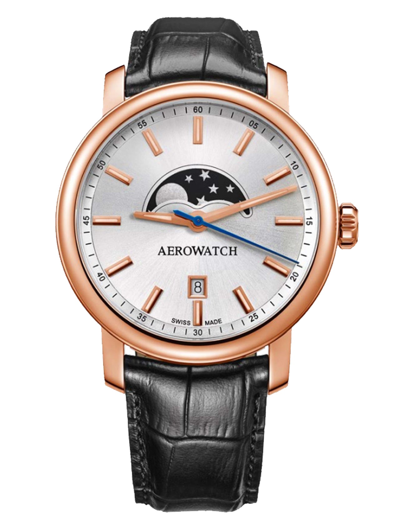 Meta Title: Kadın Kol Saati AEROWATCH Rose Gold Deri Kayış | Pırlant