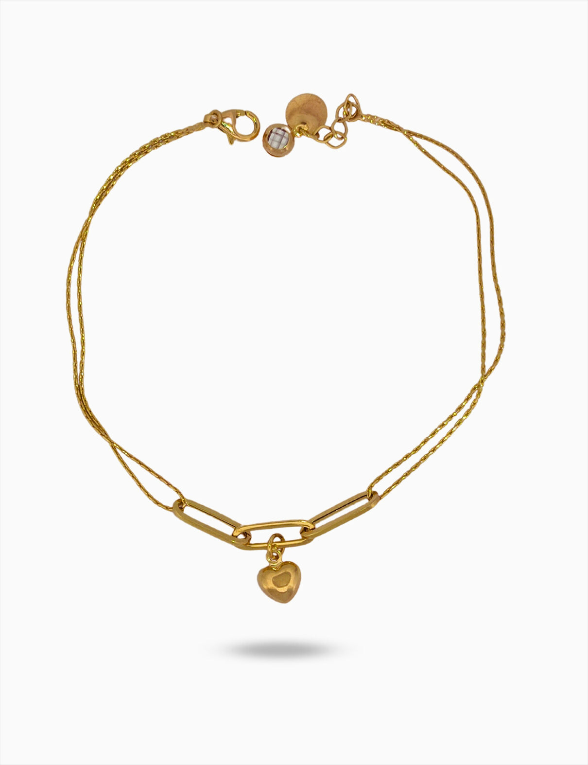 8 Ayar Altın Kalpli Ataç Bileklik