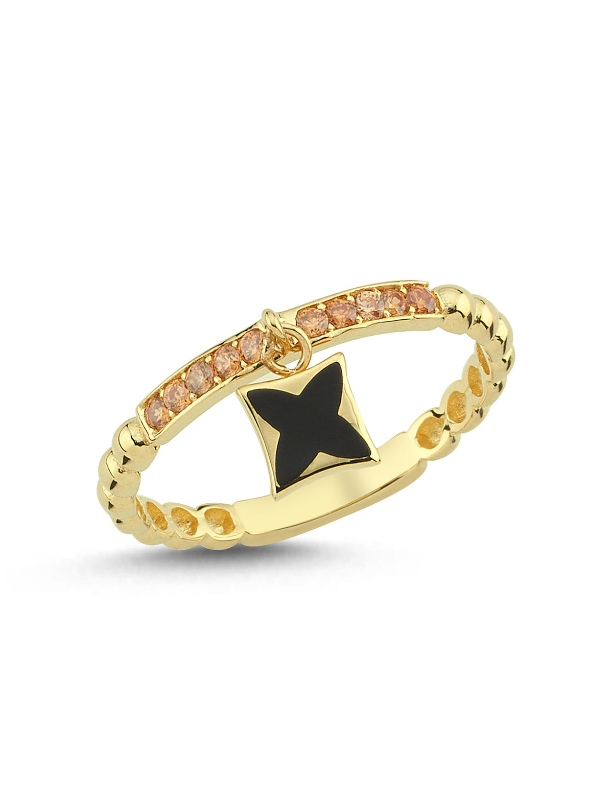 Uğurlu Pembe Yonca Altın Yüzük