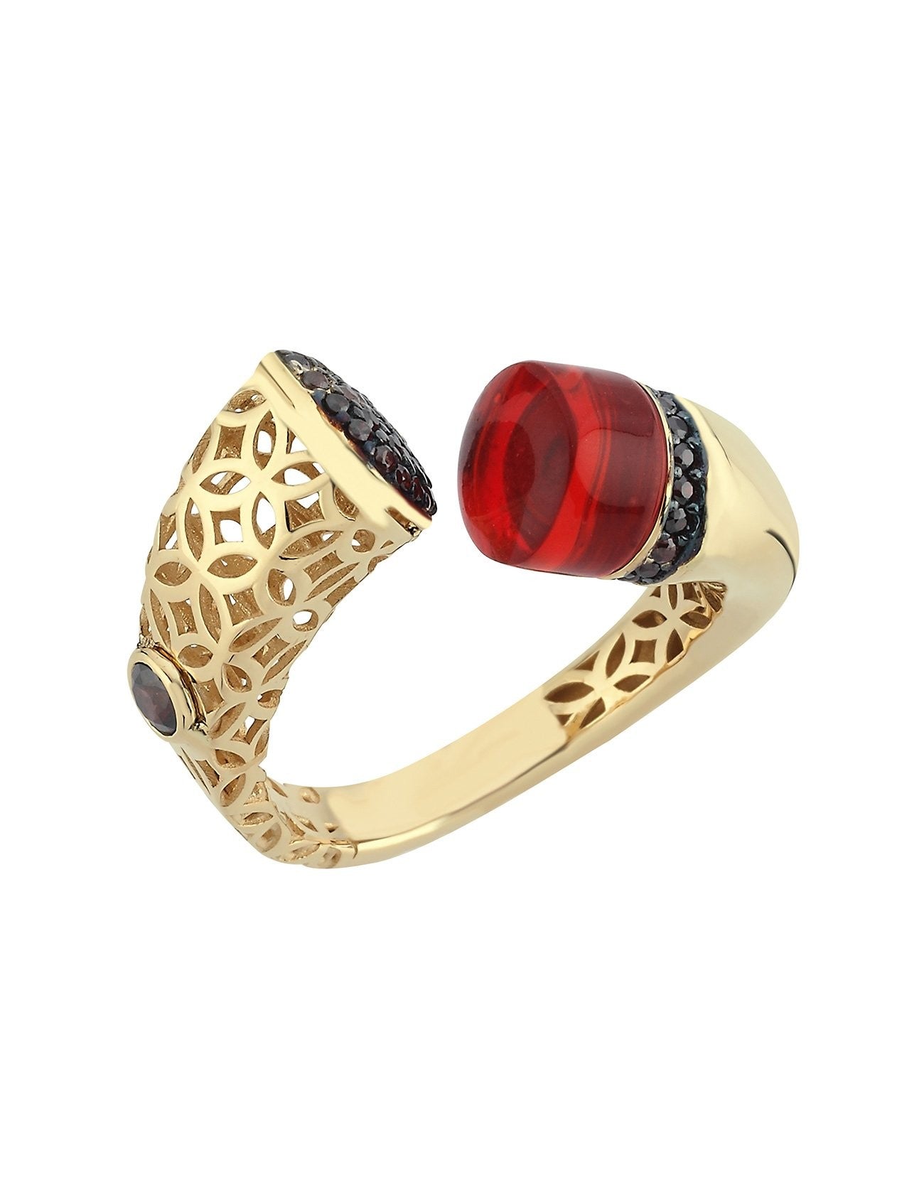 Kırmızı Taşlı Otantik Altın Yüzük