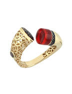 Kırmızı Taşlı Otantik Altın Yüzük