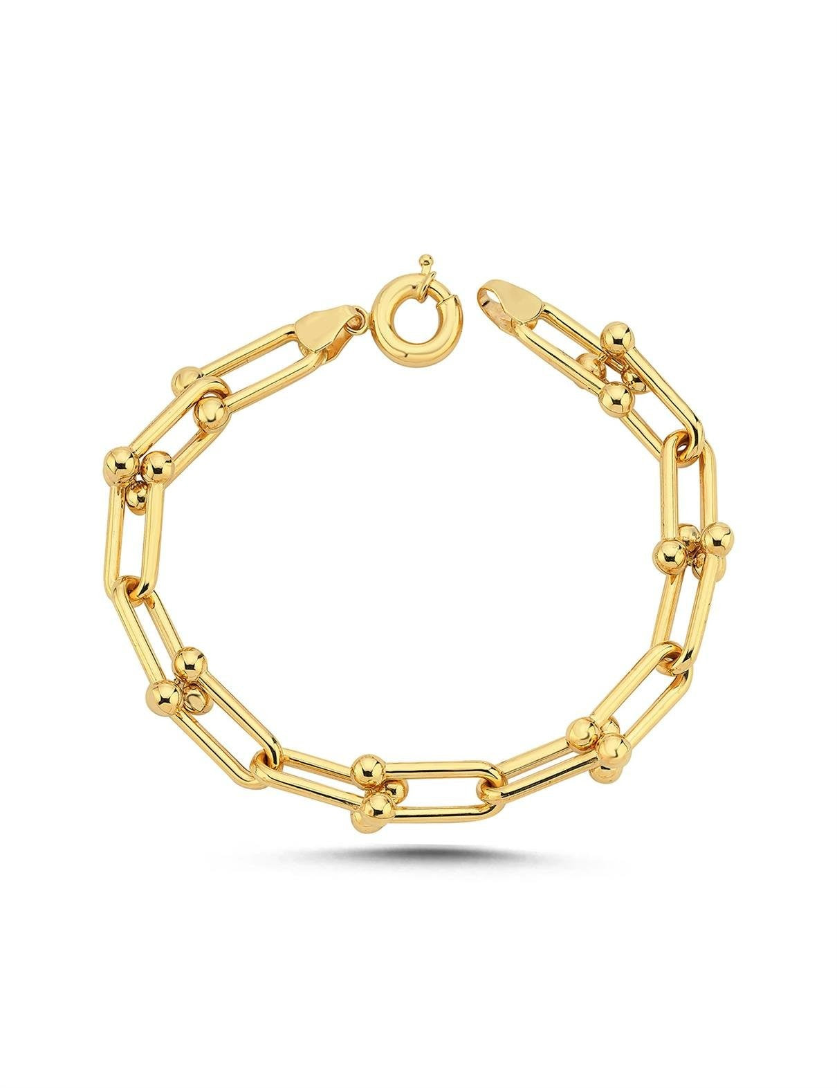 سوار ذهبي كبير بسلسلة عيار 14 قيراط Ürün ana görseli