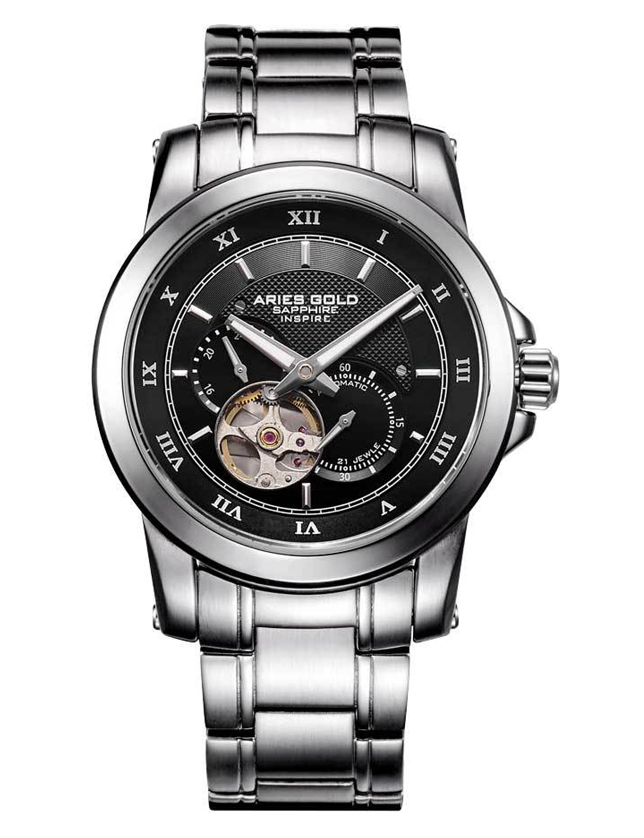 Erkek Saat Aries Gold G 9001 S-BK Safir Cam 5 ATM | Pırlant
