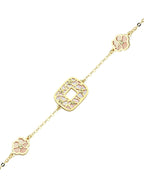 Çift Taraflı Pembe Beyaz Sedefli Altın Bileklik