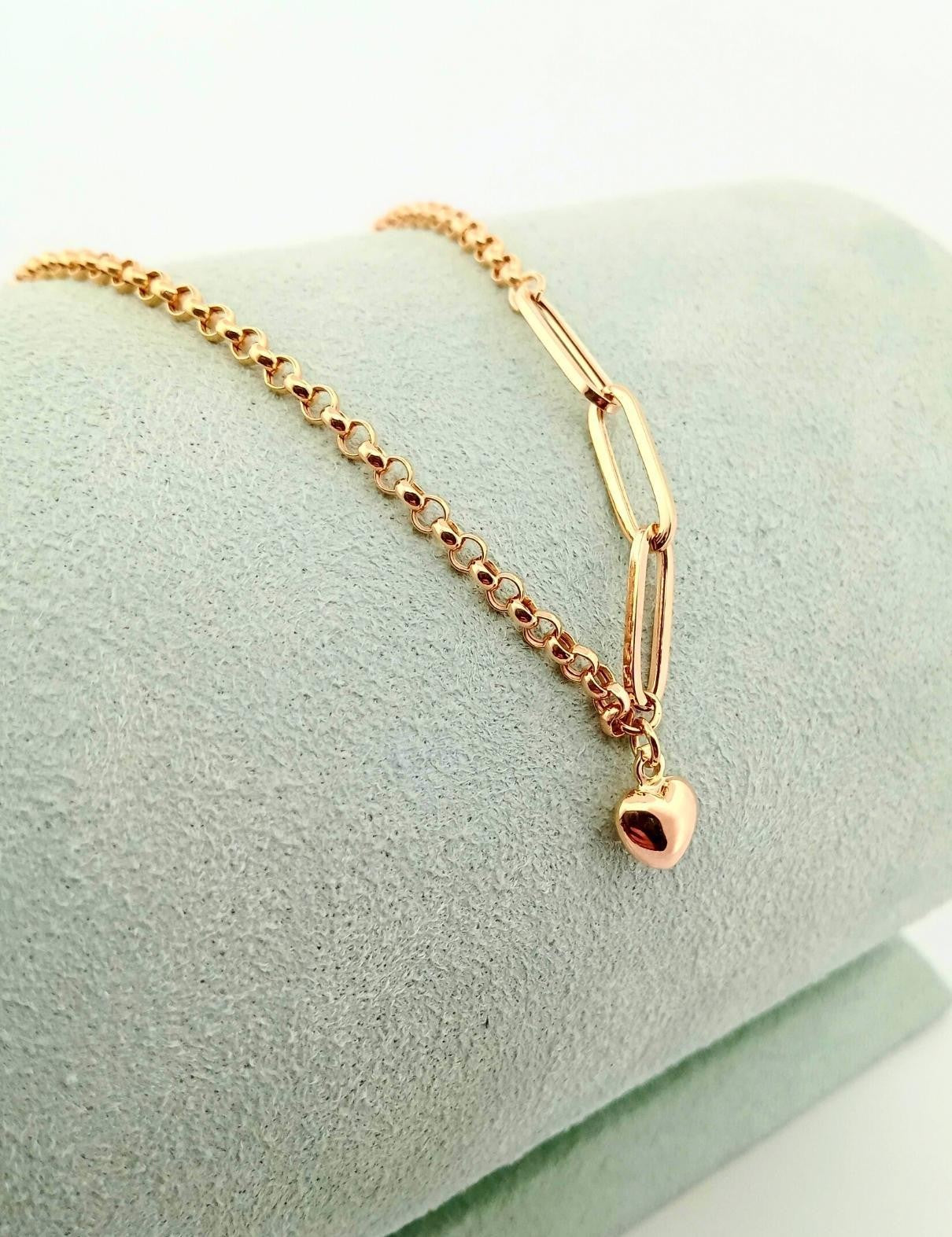 8 Ayar Sallantılı Kalp Ataç Altın Bileklik Ürün ana görseli