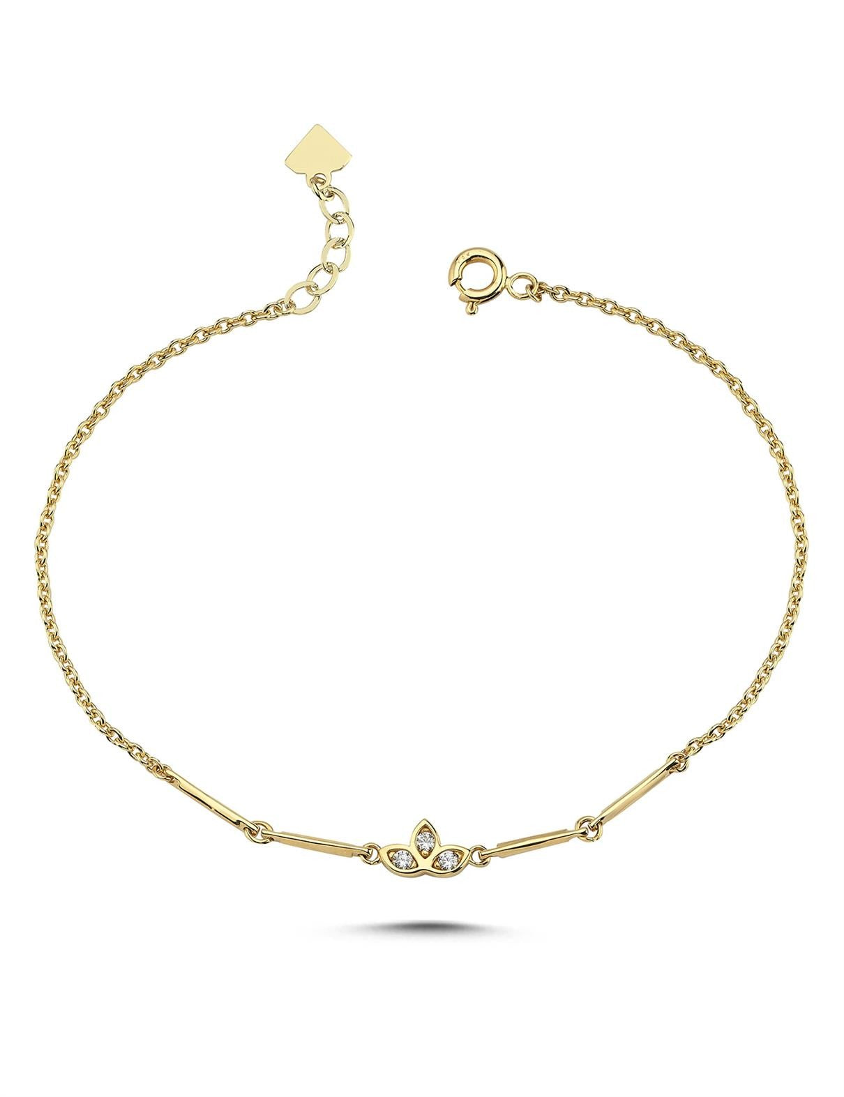 Lotus Taşlı Altın Bileklik