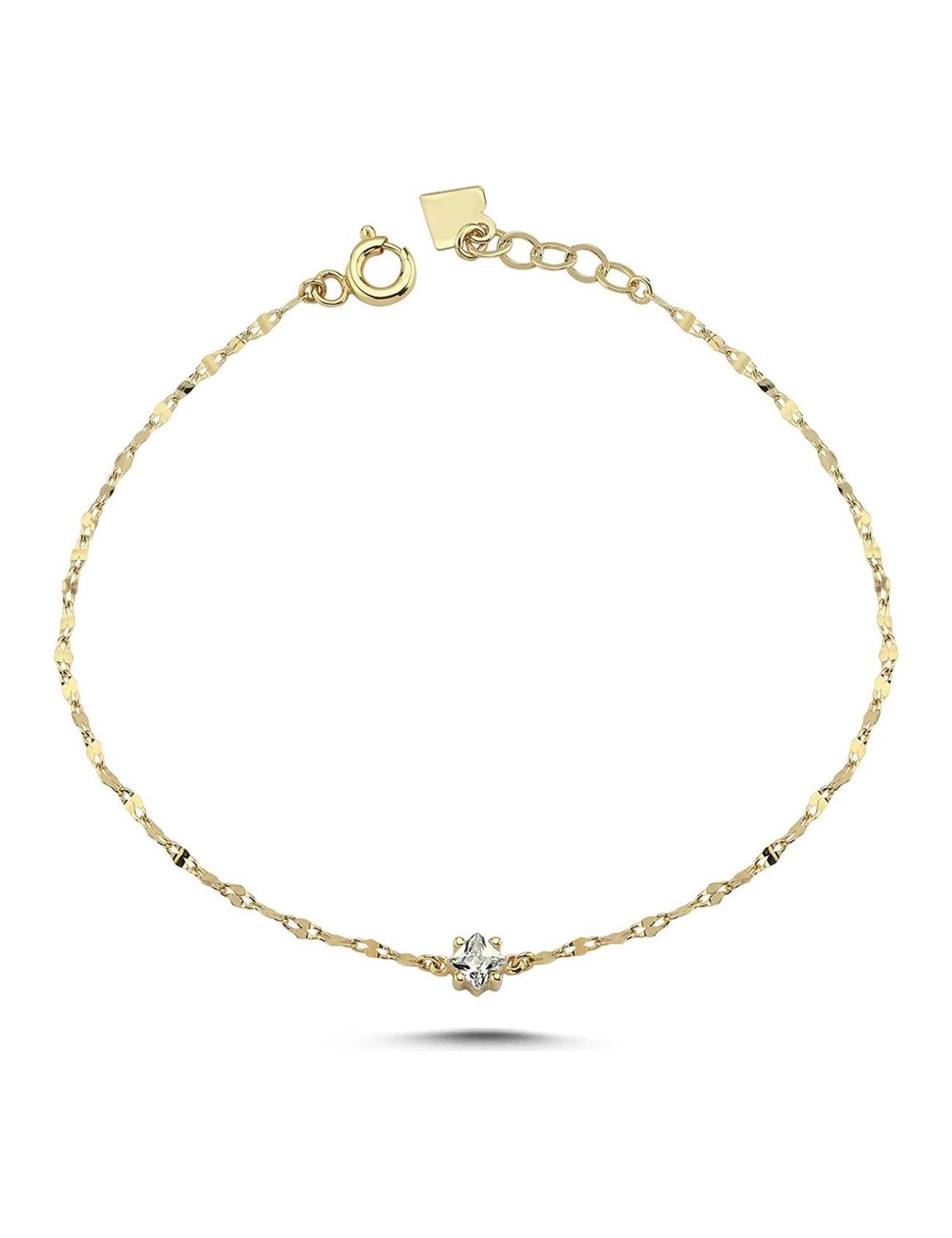 Taşlı Boomerang Altın Bileklik