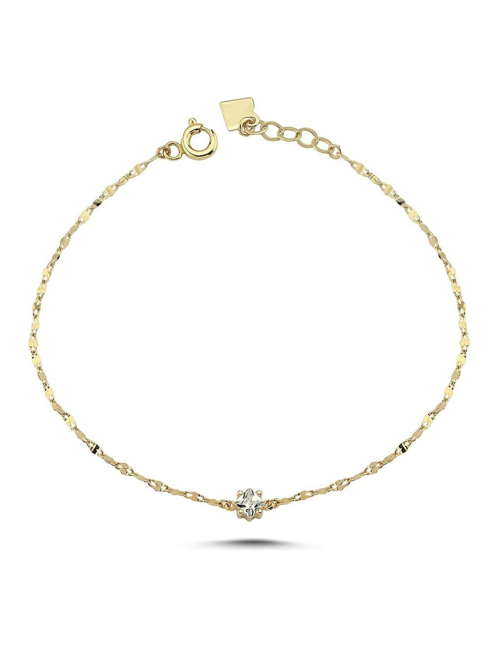 Taşlı Boomerang Altın Bileklik