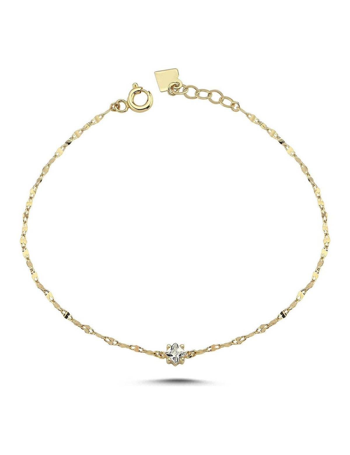 Taşlı Boomerang Altın Bileklik