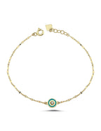 Turkuaz İçi Beyaz Taşlı Altın Bileklik